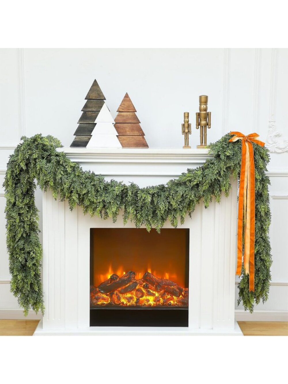 9ft Realistic Artificial Cedar Garland - 2 Pcs Christmas Decor for Holiday Cheer